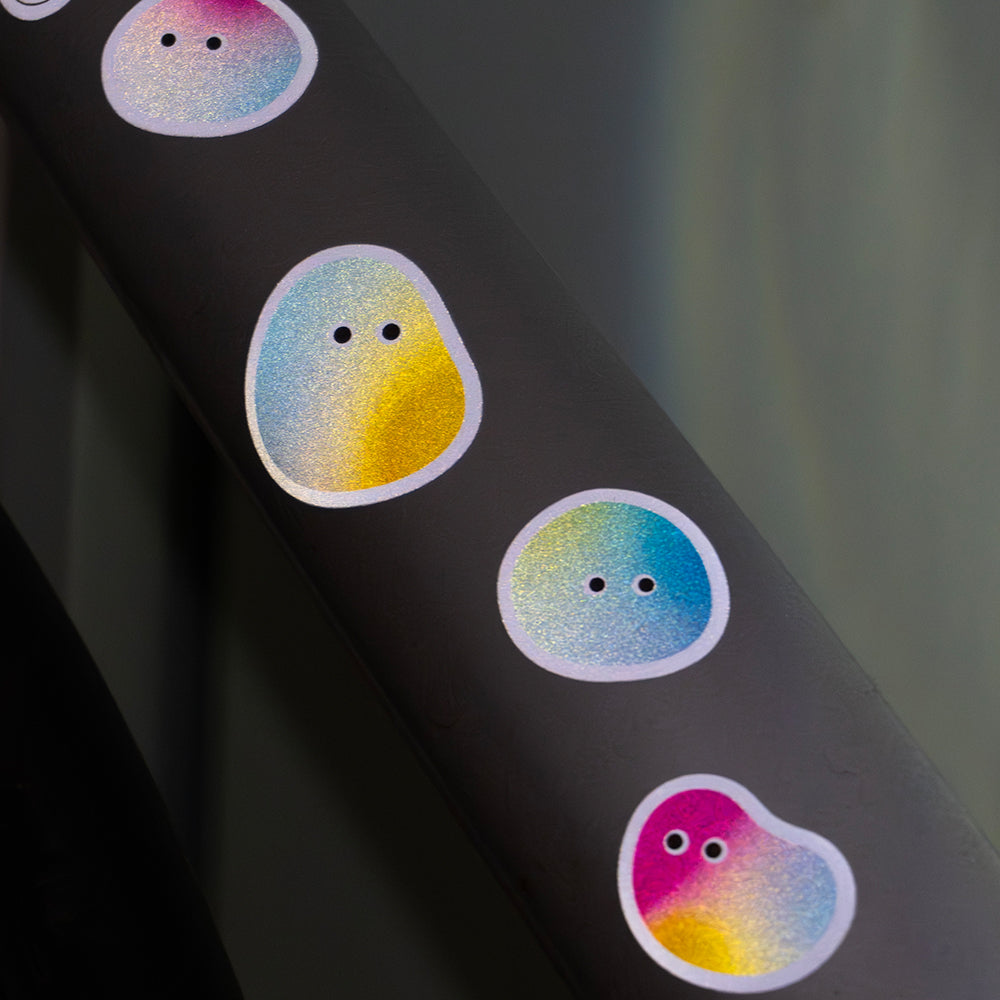 Artist reflective sticker set on bicycle frame