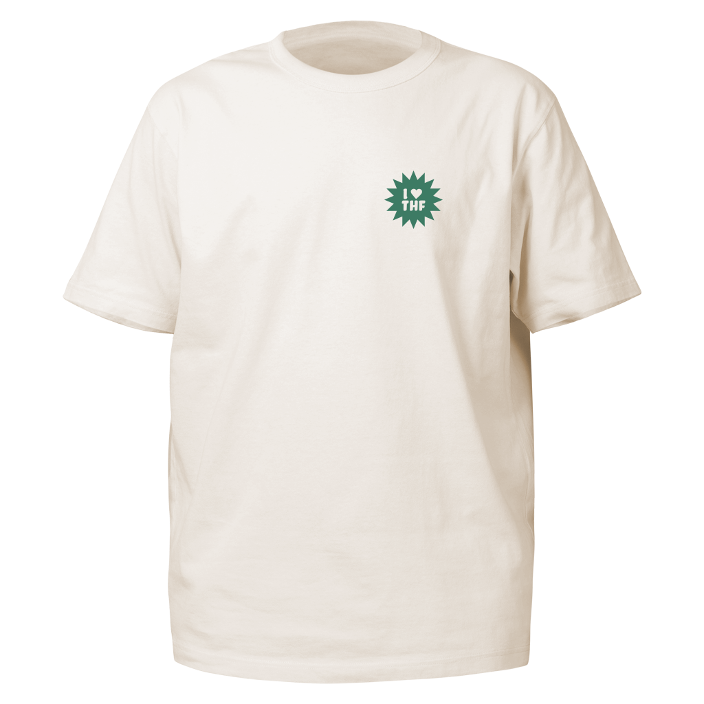 off whote t-shirt with THF front logo print