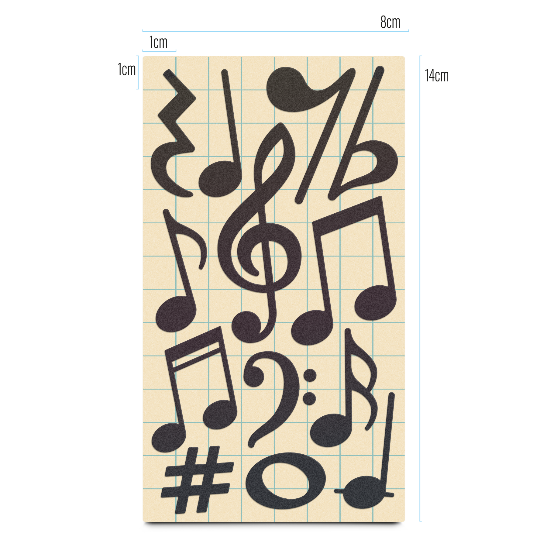 Textilsticker Music in Regebogen-Schwarz von REFLECTIVE Berlin auf Stickerbogen mit stark reflektierenden Musikmotiven für mehr Sichtbarkeit im urbanen Stil.