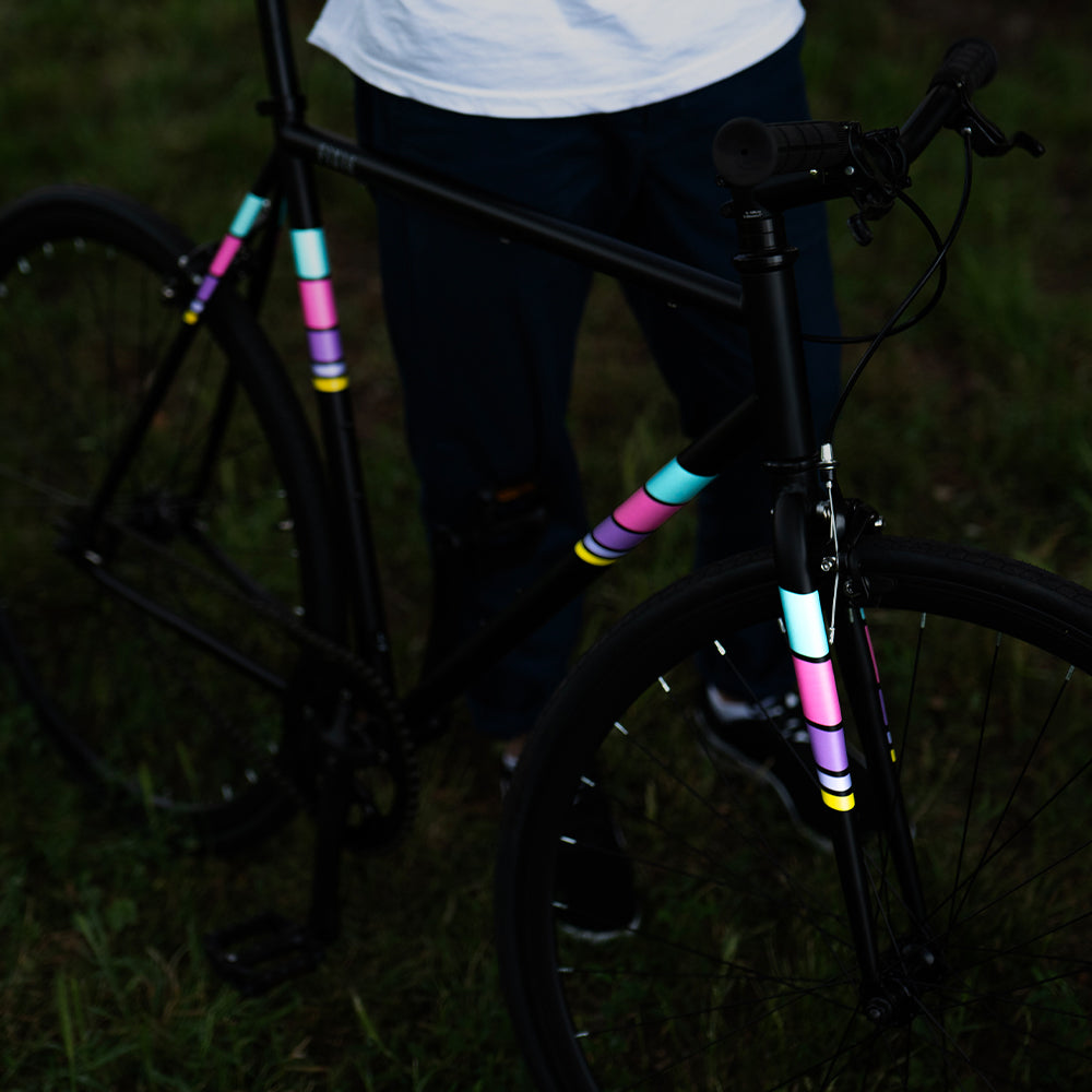 Reflective stickers on bicycle frame with classic design