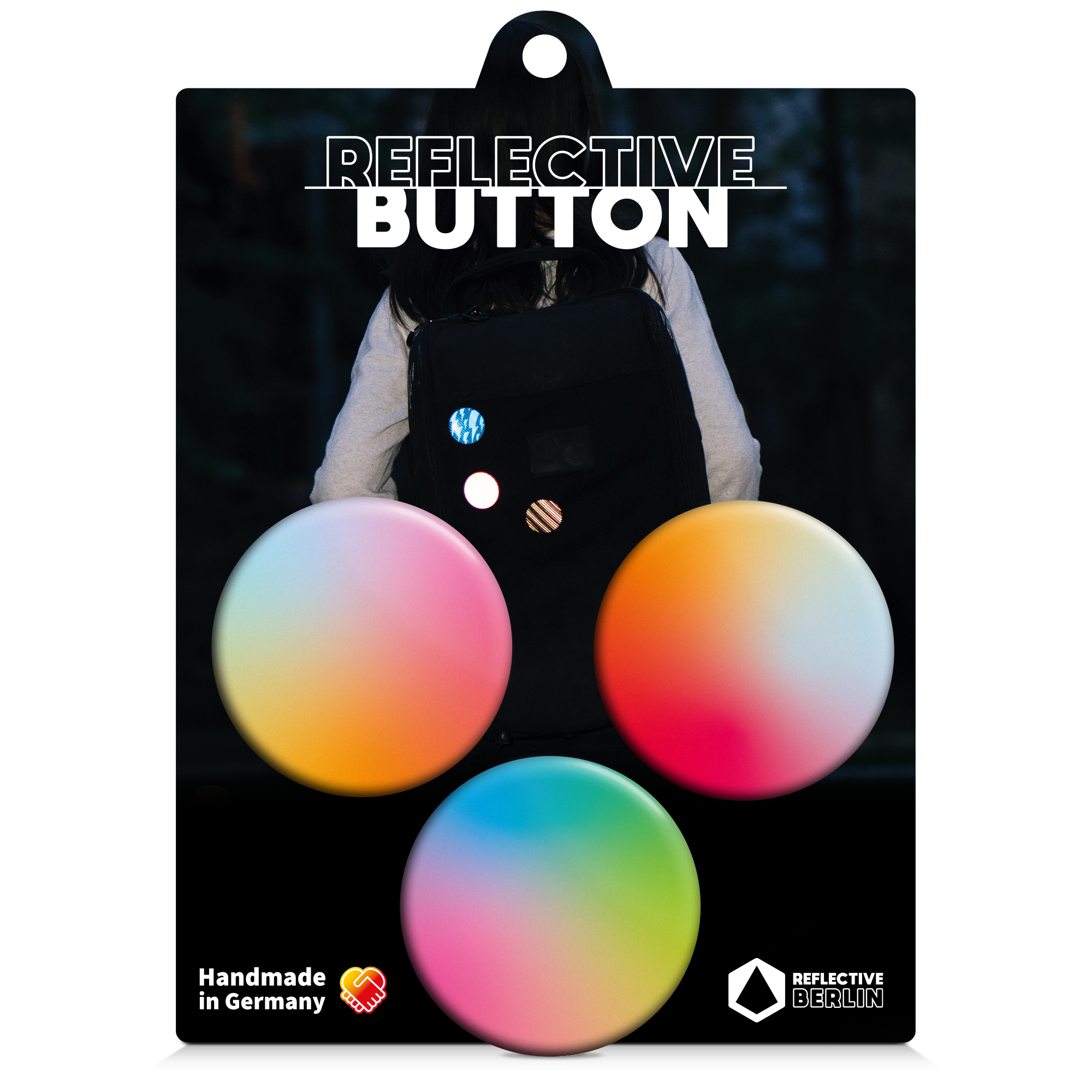 Produktbild Reflective Buttons, Rainbow Pastel Farben