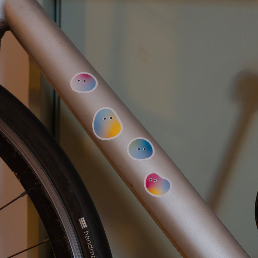 daytime of the reflective sticker set artist edition on a bicycle frame
