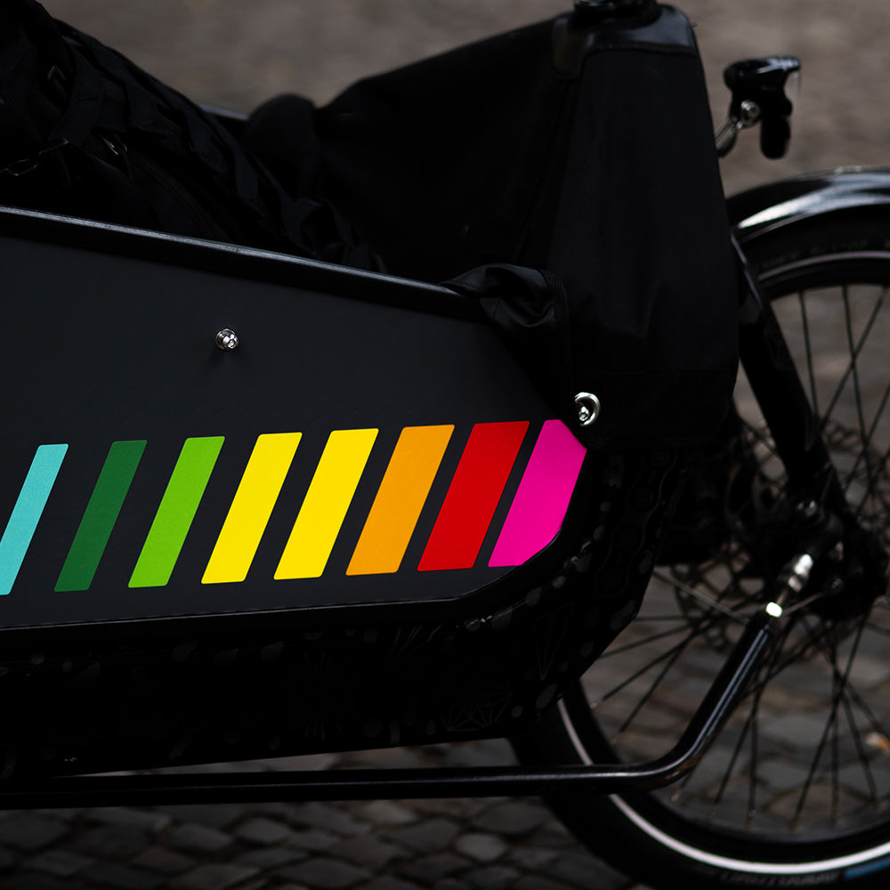 reflective sticker at night on cargo bicycle