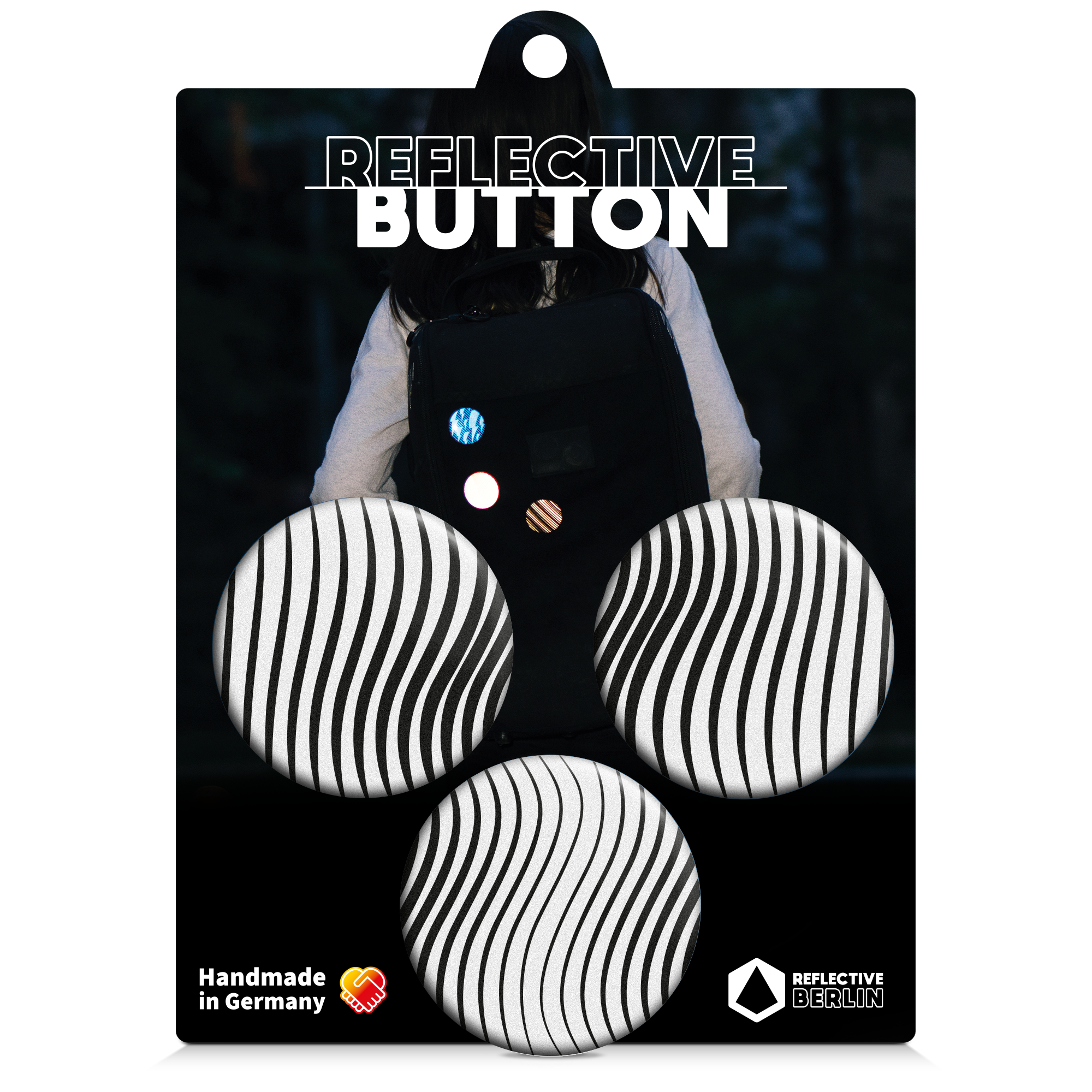 Produktbild Reflektierende Anstecker, Design Dunes, Farbe schwarz