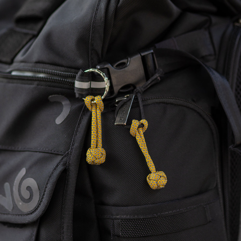reflective loops attached to a zipper on a backpack