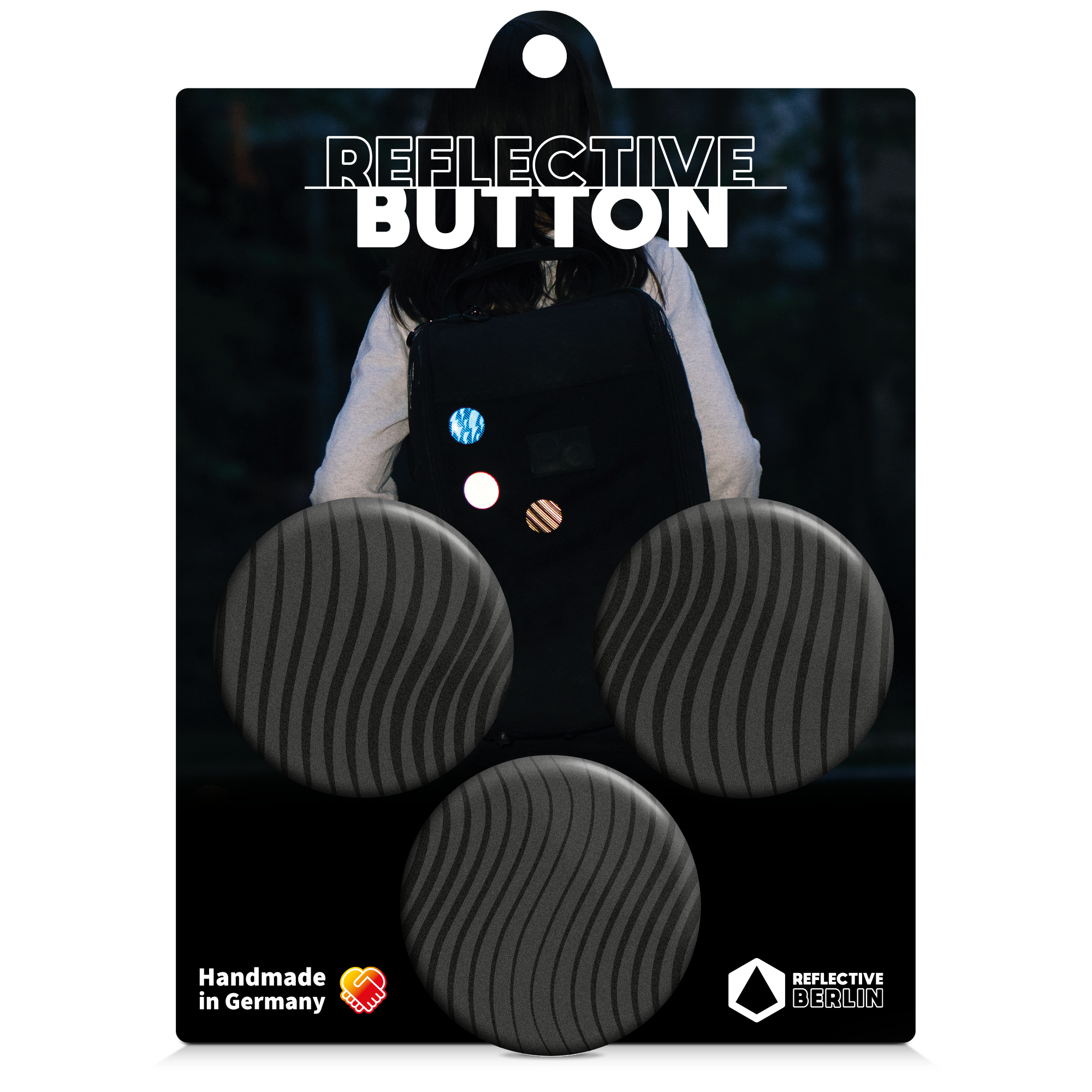 Produktbild Reflektierende Anstecker, Design Dunes, Farbe schwarz