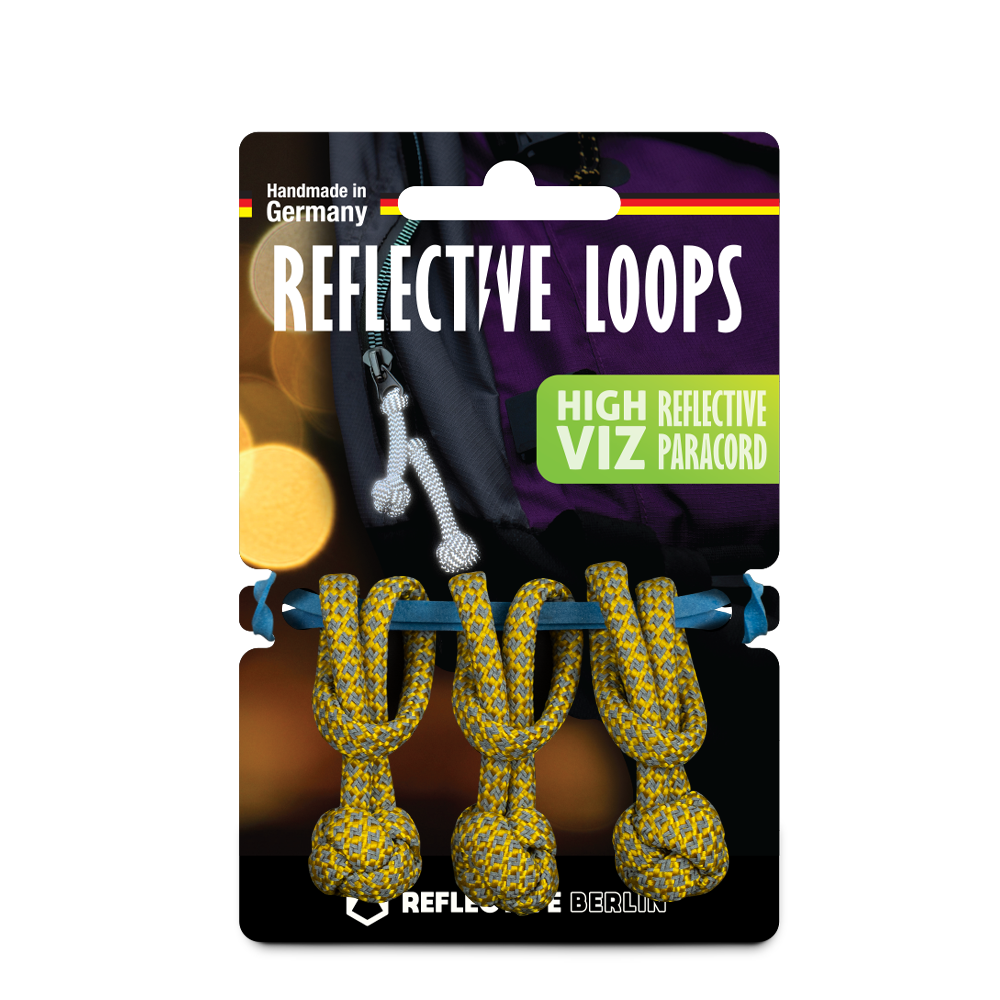 reflective loops in yellow variant product pictures with packaging