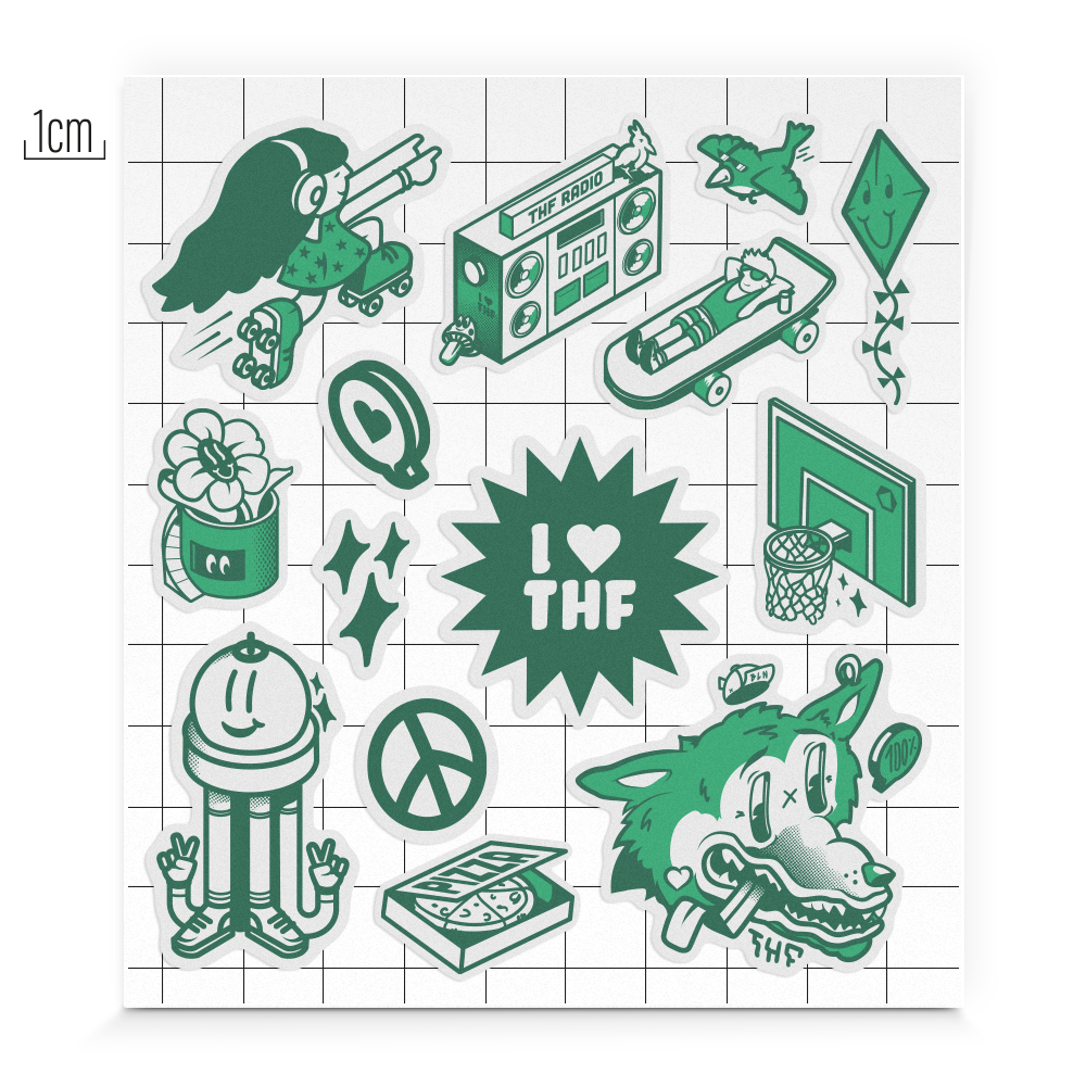 Ansicht M Stickerbogen THF