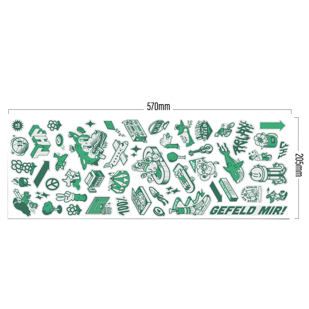 Übersicht XL Stickerbogen THF