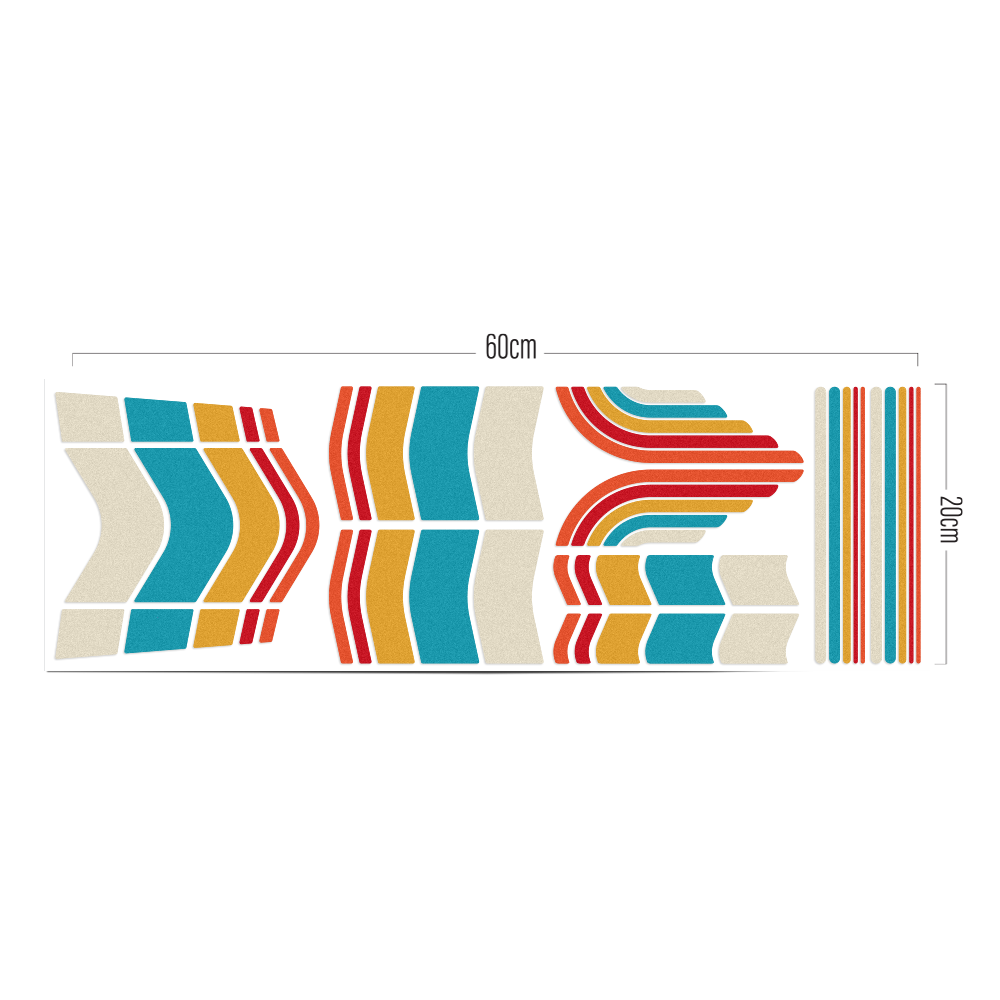 reflective sticker set with classic design inspired from the colors of the 70's