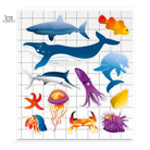 Reflexsticker, Aufkleber reflektierend, Meerestiere, Produktbild sticker bogen