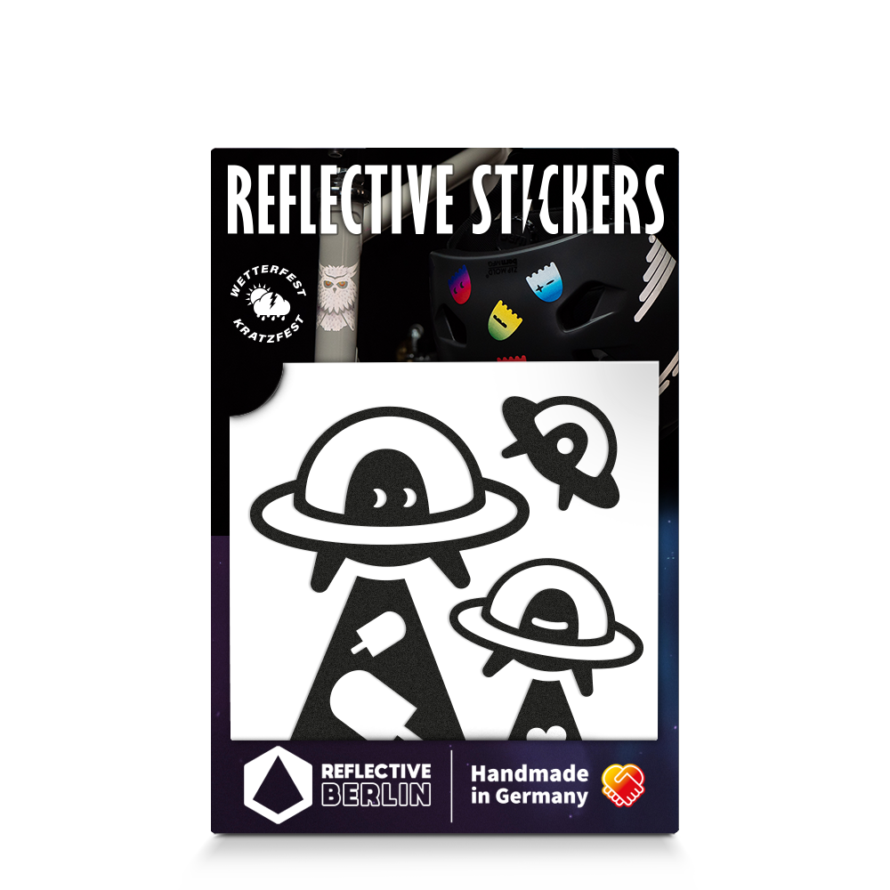 black ufo reflective decal in packaging