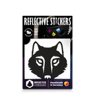 black reflective wolf decal in packaging