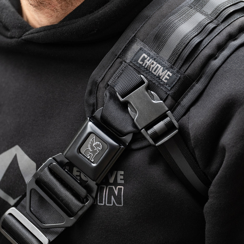 Detail shot of attachment from backpack