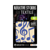 Textilsticker Music in Blau von REFLECTIVE Berlin als verpacktes Set mit stark reflektierenden Musik Motiven für mehr Sichtbarkeit im urbanen Stil.