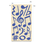 Textilsticker Music in Blau von REFLECTIVE Berlin auf Stickerbogen mit stark reflektierenden Musikmotiven für mehr Sichtbarkeit im urbanen Stil.