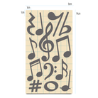 Textilsticker Music in Grau von REFLECTIVE Berlin auf Stickerbogen mit stark reflektierenden Musikmotiven für mehr Sichtbarkeit im urbanen Stil.