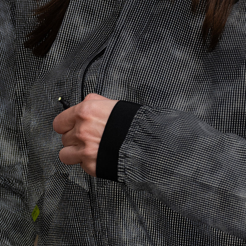 Close up of reflective jacket pattern