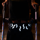 Reflective textile stickers applied on rollator in front bag at night