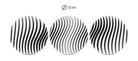 Größenansicht von 3 weißen Kreisen