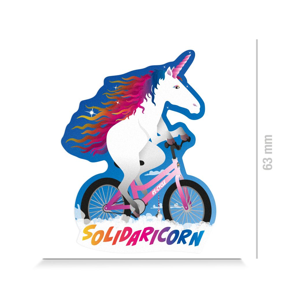 Stickeransicht Solidaricorn, Einhorn Sticker Design