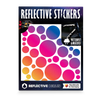 M Bubbles in Rainbow-Farbe von REFLECTIVE Berlin als verpacktes Set mit stark reflektierenden bunten Kreisen für mehr Sichtbarkeit im urbanen Stil.
