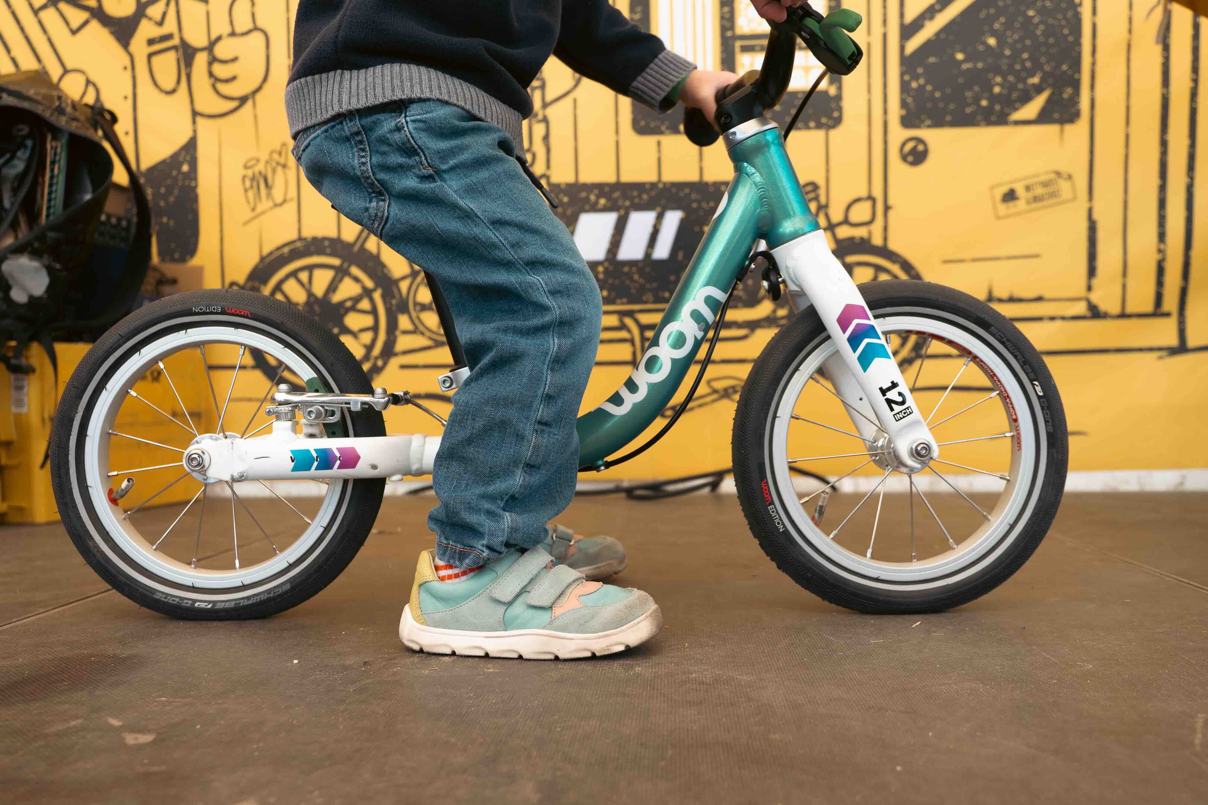 Woom Balance Bike with reflective colorful stickers