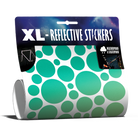 XL Bubbles in Grüntönen von REFLECTIVE Berlin als verpacktes Set mit stark reflektierenden Kreisen für mehr Sichtbarkeit im urbanen Stil.