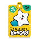 Reflektierender Anhänger ‚Reflective Hangers‘  in der Variante ‚Sterni’ in Produktverpackung von REFLECTIVE Berlin.