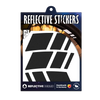 Reflektierender Felgen Aufkleber „Racer“ in Farbvariante „schwarz“ in Größe 40mm in Produktverpackung von REFLECTIVE Berlin.