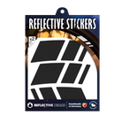 Reflektierender Felgen Aufkleber „Racer“ in Farbvariante „schwarz“ in Größe 40mm in Produktverpackung von REFLECTIVE Berlin.