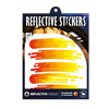 Reflektierender Aufkleber „Smudge“ in Farbvariante „Feuer“ in Produktverpackung von REFLECTIVE Berlin.