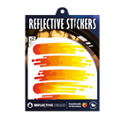 Reflektierender Aufkleber „Smudge“ in Farbvariante „Feuer“ in Produktverpackung von REFLECTIVE Berlin.