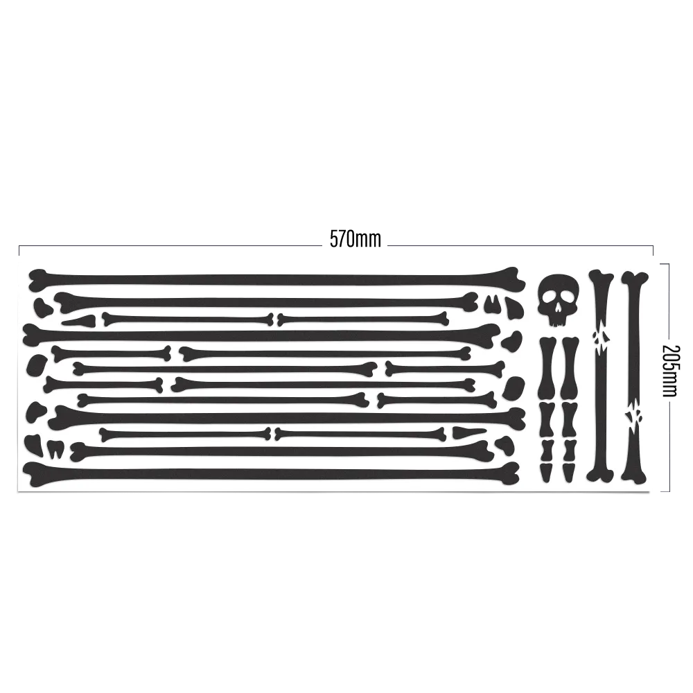 Ansicht des kompletten Stickerbogens Bones in schwarz