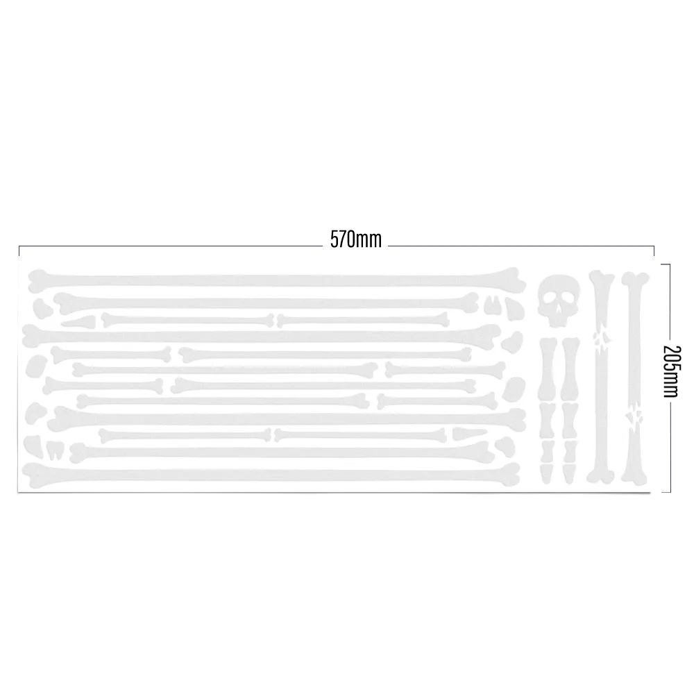 Ansicht des kompletten Stickerbogens Bones in weiß