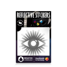 Reflektierender Aufkleber „Auge“ in Farbvariante „grau“ in Produktverpackung von REFLECTIVE Berlin.