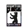 Reflektierender Aufkleber „Berliner Bär“ in Farbvariante „schwarz“ in Produktverpackung von REFLECTIVE Berlin.