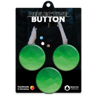 drei Reflektierende Button Anstecker in Farbvariante „Berge“ in Produktverpackung von REFLECTIVE Berlin.