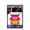 Reflektierender Aufkleber „Eule“ in Farbvariante „Regenbogen“ in Produktverpackung von REFLECTIVE Berlin.