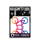 Reflektierender Aufkleber „Fahrräder“ in Farbvariante „Regenbogen“ in Produktverpackung von REFLECTIVE Berlin.