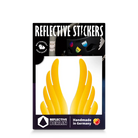 Reflektierender Aufkleber „Flügel“ in Farbvariante „gold“ in Produktverpackung von REFLECTIVE Berlin.