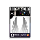 Reflektierender Aufkleber „Flügel“ in Farbvariante „weiß“ in Produktverpackung von REFLECTIVE Berlin.