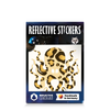 Reflektierender Aufkleber „Kraken“ in Farbvariante „Leo" in Verpackung von REFLECTIVE Berlin.