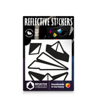 Reflektierender Aufkleber „Papierflieger“ in Farbvariante „Schwarz“ in Produktverpackung von REFLECTIVE Berlin.