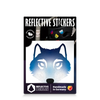 Reflektierender Aufkleber „Wolf“ in Farbvariante „Himmel“ in Produktverpackung von REFLECTIVE Berlin.