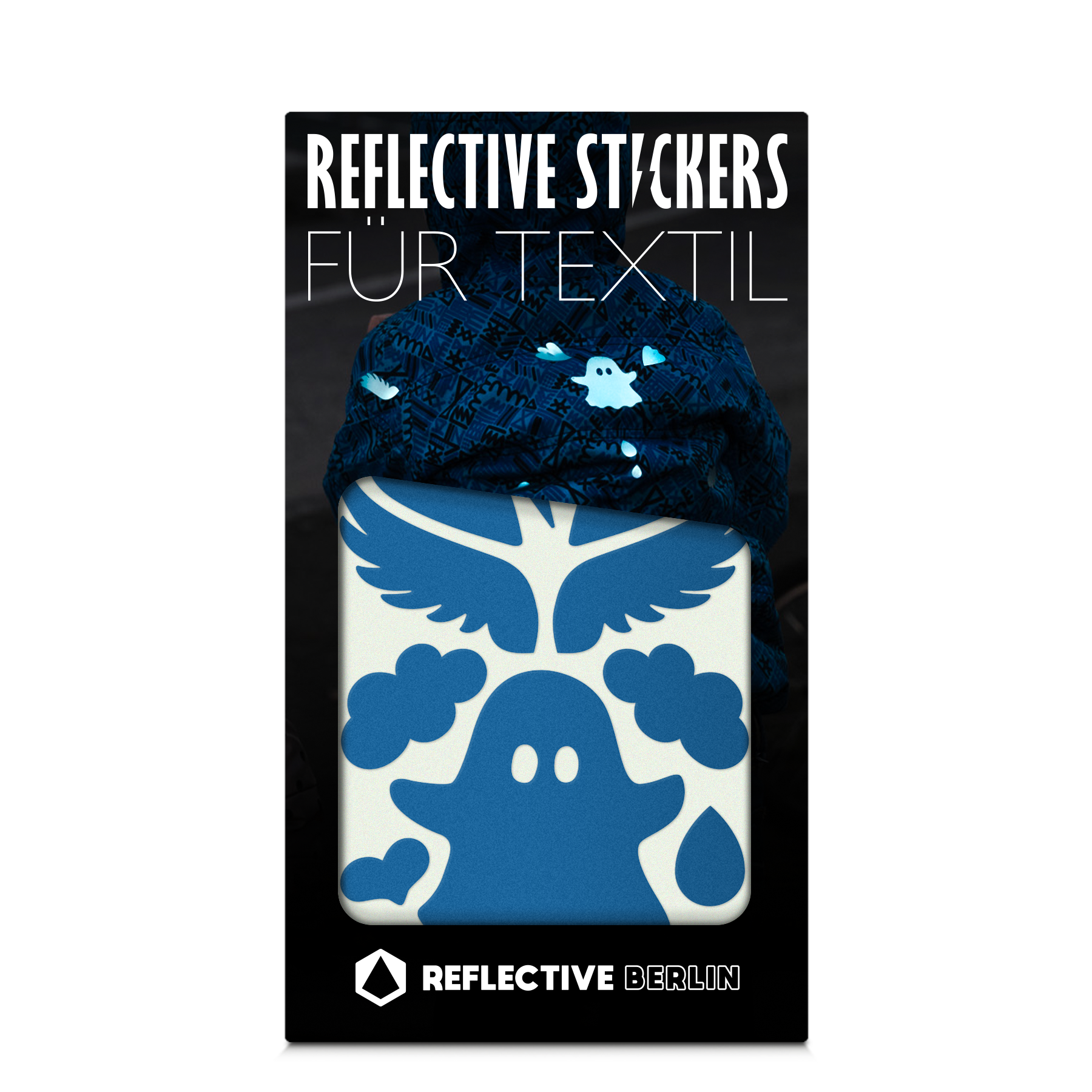 Reflektierende Sticker für Textilien - Motiv: Spooky, Geister – REFLECTIVE  Berlin
