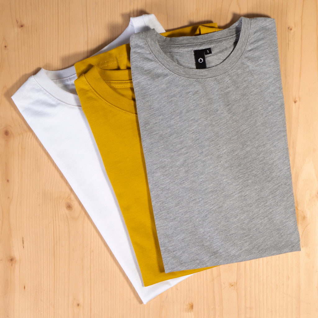 T-Shirts, grey, white, mustard