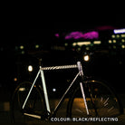 Fahrrad schwarz, foliert, Reflexfolie, Aufkleber Design, nacht, stadt