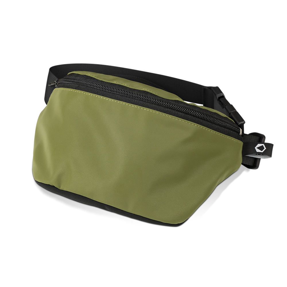 Olive Green, reflective pouch, front of the pouch