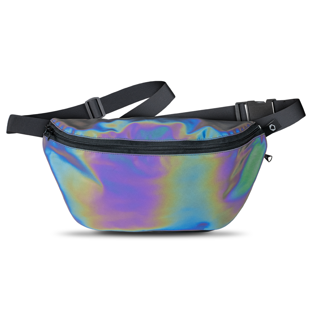 Rainbow Reflective XL pouch, product picture with reflection 
